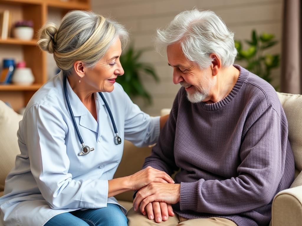 Caregiver for an elderly personфото